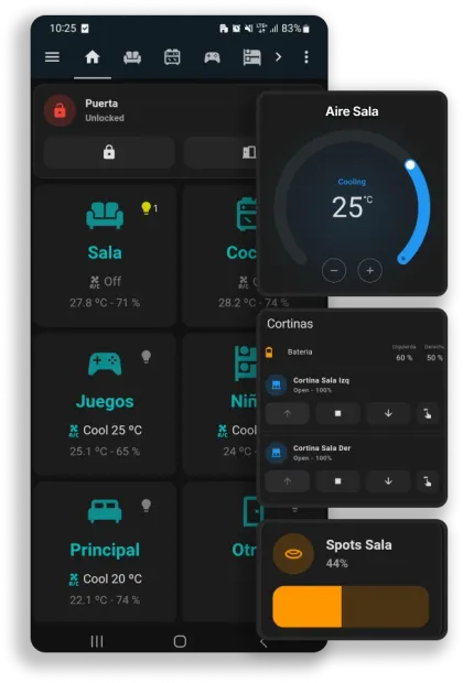 App de casa inteligente DiraSmart - control de luces, clima y persianas en Panamá